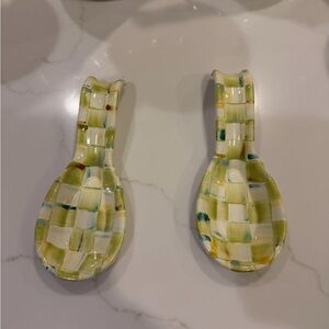 Mckenzie-child’s Checkered Ceramic Spoon Rest Set - parchment check